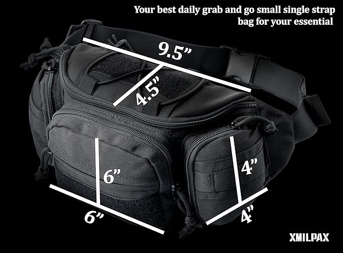 Tactical Waist Bag Utility Fanny Pack Small Hip Belt Bag Crossbody Sling Pack for Outdoor Every Day Carry, Hiking, Camping, Travel