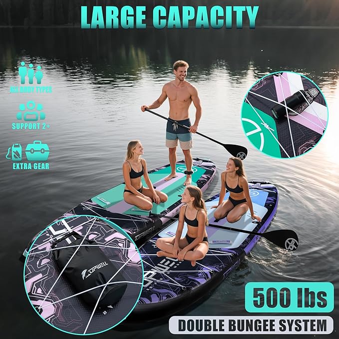 UPWELL 11'6"×35" Extra Wide Inflatable Paddle Board, Stand Up Paddle Board for Youth & Adults, Stable Design, Premium SUP Accessories, 120L Backpack, 10L Dry Bag, Paddle, Leash, Hand Pump, US Fins