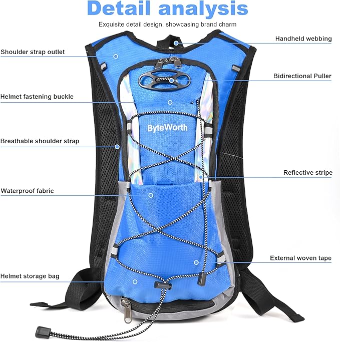 Hydration Backpack wtih 2L Water Bladder, Hiking Water Backpack, Water Bladder Backpack for Running and Biking (Men & Women) - BPA-Free, Breathable Mesh, 16L Storage, 2025 Upgrade