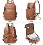 Travel Backpack for Women, Fits 17.0" Notebook, Stylish Lay-Flat Carry-on Vegan Leather Backpack with Luggage Strap for Travel and Daily Use