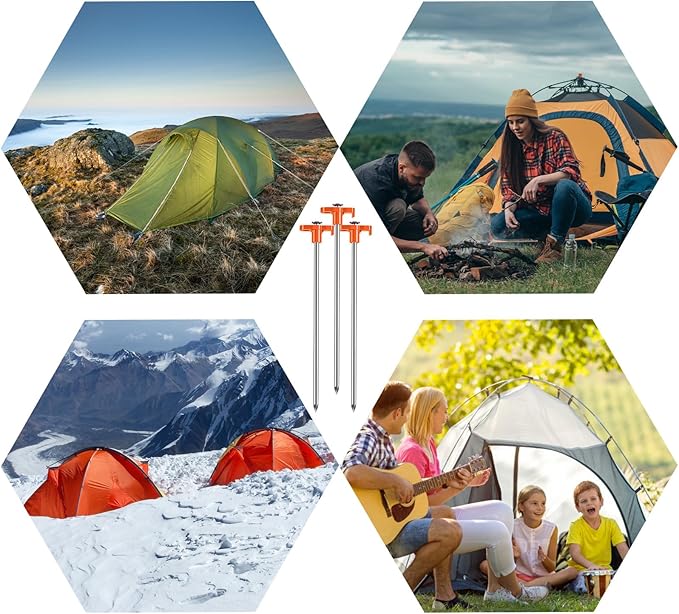 Tent Stakes, 20PCS Heavy Metal Tent Pegs, Professional Camping Tools for Outdoor Trips, Suitable for Strong Winds and Various Ground Tent Pegs, Designed for Camping (20, Red)