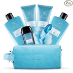 Yard House Bath and Body Mens Gift Set - Glacier Absolute - Premium Fathers Day Birthday Christmas Gifts Ideas For Him - Skin Care Kits For Men in Leather Toiletry Bag w. Full Size Items