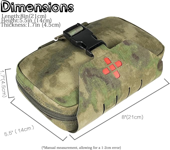 Ifak Pouch-Rapid Deployment Tactical MOLLE Trauma Kit Pouches, Quick Release Tear-Off Medical First Aid Kit Organiser with Red Immediate Identify for Emergency Surviva Activities.