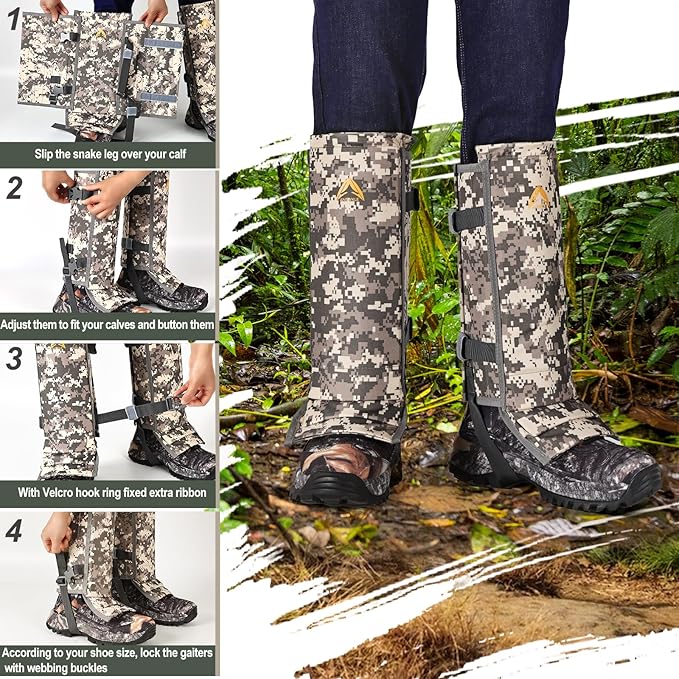 Snake Gaiters Adjustable Snake Bite Protection Waterproof Snake Guards 1000D Lower Legs Snake Proof Gaiters Snake Shoe Gaiters for Hunting Hiking Farm Work