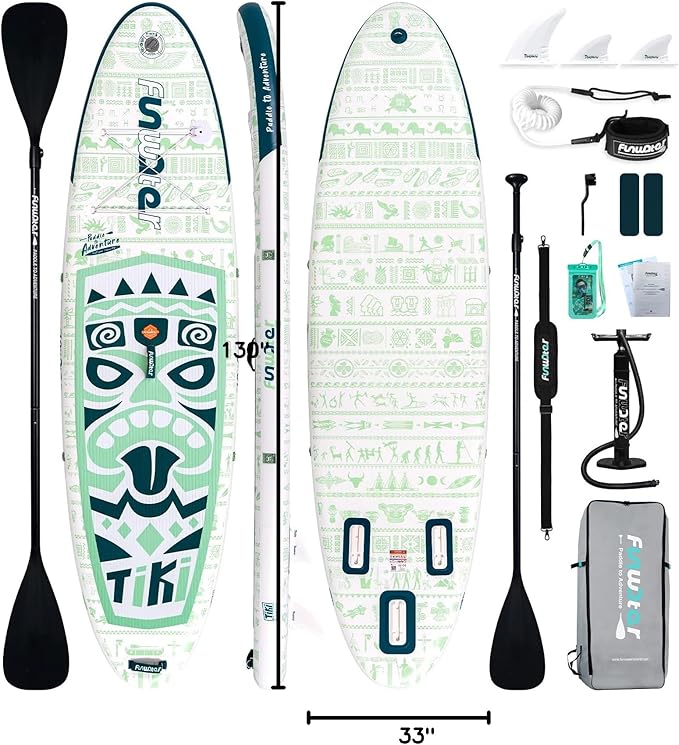 FunWater Inflatable Stand Up Paddle Board with Premium SUP Paddleboard Accessories, Anti-Slip EVA Deck, 11'/10'6'' Paddle Boards for Adults & Youth of All Skill Levels