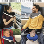 BUYUE Travel Neck Pillows for Airplanes, Memory Foam 360° Head Support Sleep for Long Flight, Skin-Friendly & Breathable, Kit with Eye Mask, Earplugs and Storage Bag (Adult, Navy, 90+ lbs)