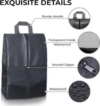 Shoe Bags For Travel, Used As For Storage or Shoe Travel Bag, Space Saving When Travelling With This Travel Shoe Bags For Packing, Featuring Waterproof Nylon Sneaker Bag (Black, 2 Pack, Medium)