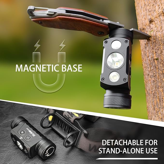 Wurkkos HD50 4000 Lumens Super Bright Headlamp, Head Lamp with Red Light Mode, High CRI, LED Headlamp with Magnetic Tailcap, Rechargeable Headlamps for Adults, Camping, Night Fishing, Hiking, IPX67