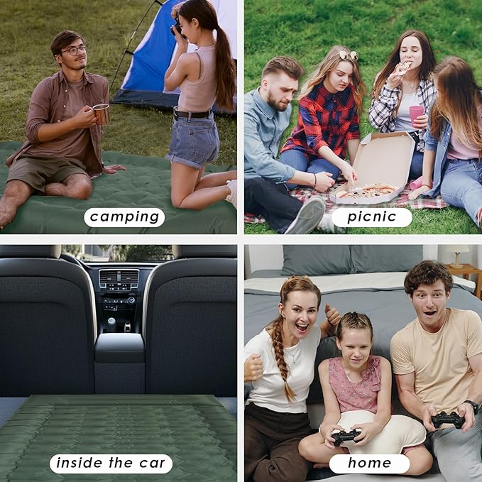 Camping Sleeping Pad with Pillow， Extra Thick 4.8 inch Ultralight Self Inflating Air Mat, Compact Lightweight Insulated Inflatable Sleep Mattress for Backpacking, Camp, Hiking, Tent