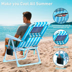 Suteck Backpack Beach Chair, 6-Positions Beach Chairs for Adults with Cooler Bag, Reclining Beach Chair with Cup Holder Folding Camping Chair for Sand Outdoor