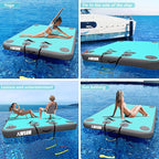 AWSUM Inflatable Floating Dock Air Dock Platform Floating Island Raft with None-Slip Surface for Pool Beach Ocean