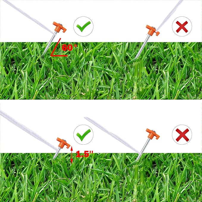 Cheardia 10 Pack Tent Stakes Heavy Duty, 9.75 Inch Yard Stakes Non-Rust Metal Tent Pegs Ground Stakes Tent Spikes for Camping Patio, Garden, Canopies, Grassland, Outdoor,Orange