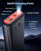 Portable Charger Power Bank 40000mah, USB C Fast Charging 22.5W External Battery Pack Phone Charger Quick Charge with 3 Outputs & 2 Inputs for iPhone Android Samsung Travel Essentials Camping