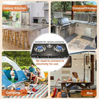 Propane Stove 3 Burner Gas Stove, 34000 BTU High-Efficiency Auto Ignition Tempered Glass LPG Cooktop with CSA Regulator and Hose – for Outdoor Camping, RV, and Emergency Cooking