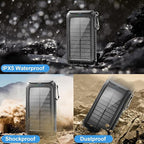 Solar-Charger-Power-Bank-49800mAh Portable Solar Phone Charger with LED Flashlight/15W Fast Charge USB C Waterproof External Backup Battery Pack for All Cell Phones & Electronic Devices