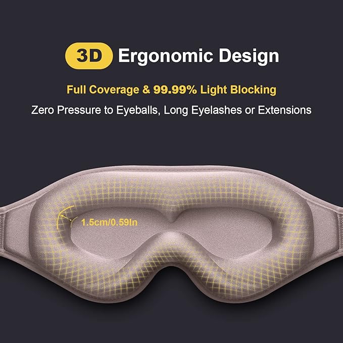 Puikos Eye Mask Sleeping Mask for Women Men Eye Covers for Sleeping Comfortable Adjustable Contoured Blackout Weighted Eyelash Extension Protector Sleep Mask Side Sleeper for Travel Yoga Nap (Pink)