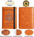 Passport Holder Cover Wallet Travel Essentials RFID Blocking Leather Card Case International Must Haves Travel Accessories for Women Men(113#Claybank)