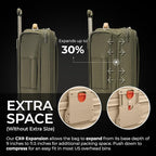 Briggs & Riley 21" Global Carry On Expandable Spinner - Luggage for International Travel, Suitcases with Wheels, Softside Rolling Bag for Men & Women, Self-Repairing Zipper- Baseline Collection, Olive