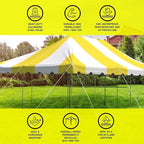 Party Tents Direct 20'x30' Weekender Canopy Pole Tent - Easy Up Canopy Tent with 120 Person Capacity - Outdoor Canopies for Parties, Weddings, & Events (Yellow/White Top)