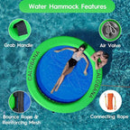 Round Floating Ring Inflatable Water Hammock Heavy Duty River Floats Lake Raft for Adults Tanning Pool Lounger Float Island Platform Pad Mat for Party