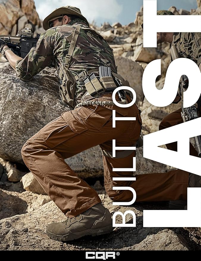 CQR Men's Tactical Pants, Water Resistant Ripstop Cargo Pants, Lightweight EDC Work Hiking Pants, Outdoor Apparel
