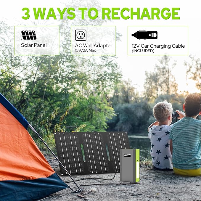 ZeroKor Portable Power Bank with AC Outlet, 110V Portable Laptop Battery Bank with Solar Charger Backup Power Source for Outdoor Smart Devices Tent Camping Backpacking Emergency