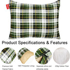 Outdoor Camping Pillow Lightweight, Compressible, Flannel Travel Pillow Cases, Washable Removable Pillow Cover Camping and Backpacking Green