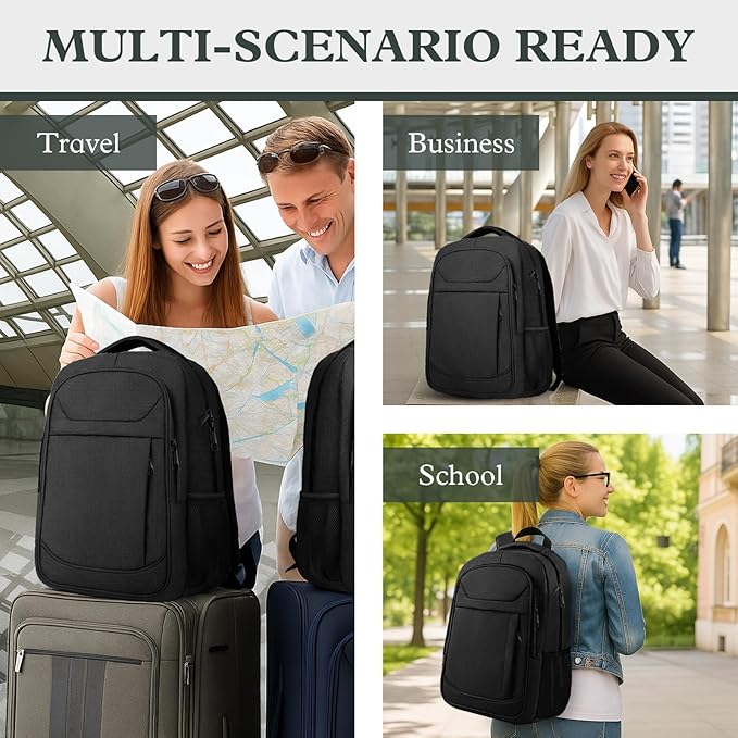 Travel Laptop Backpack, 17 Inch Extra Large Laptop Backpack For Men Women, Airline Approved Big Backpacks for Business Work College School Computer Bag, Travel Daypack Bag Gifts for Men, Black