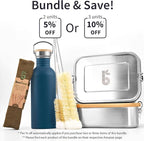 Bambaw Non-Insulated Stainless Steel Water Bottle 32oz (1 Liter) - Single Wall, Dishwasher Safe, With Handle, Reusable, Large - Aegean Blue