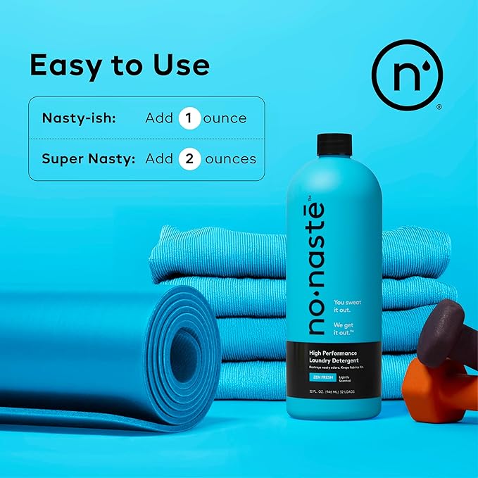 Nonaste Zen Fresh & Pure Clean Activewear Laundry Detergent (32 Fl Oz, Pack of 2) – High Performance Detergent, Eliminates Trapped Sweat & Odors | Laundry Safe for Fabrics and Sportswear, 64 Loads