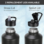 HASLE OUTFITTERS Half Gallon Insulated Water Bottles 64 oz, Stainless Steel Metal Water Jug with 2 Lids Keep Cold 48h/Hot 24h, Leak Proof & BPA-Free Water Flask Jug(Black Gray Gradient,1)