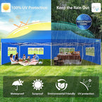 COBIZI 13x26 Pop up Canopy Tent 13x26 Canopy with 6 Sidewalls Waterproof Heavy Duty Commercial Canopy Tent for Parties Outdoor Tent Garden Gazebo Tent, Carry Bag with Wheel(13x26ft, Blue)