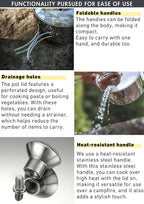 CAMPINGMOON 2 Quart Camping Saucepan 3-ply Stainless Steel Cooking Pot w/Lid Foldable Handle Compact Storage Portable IH Compatible CC-18