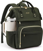 LOVEVOOK Laptop Backpack for Women with Giant Tumbler Holder Pocket,18 inch Waterproof Travel Backpack Purse Computer Laptop Bag,Professional Work College Nurse Teacher Backpack Daypack,Olive Green