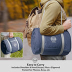 STOVER Waterproof Stadium Blanket – Portable Outdoor Camping Blanket for Travel, Picnics, or Sports – Warm, Windproof, Lightweight, and Packable (Glacier Blue)