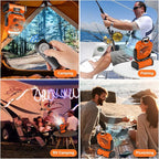 Odoland Portable Misting Fan with Light, 30000mAh Rechargeable Battery Camping Fan with 2 Spray Mister, Outdoors Tent Ventilador with Remote and Hook for Indoor Cooling Hiking Patio, Orange