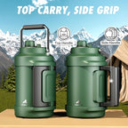 1 Gallon Insulated Water Bottle for Sports: 2-in-1 Straw Spout Lid, Dual Handle, Leakproof, Keep Cold 48H, 128oz Stainless Steel Water Jug for Outdoors, Hiking, Cycling, Camping, Fishing (Forest)