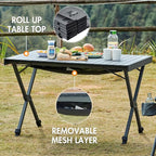 PORTAL Folding Outdoor Camping Table with Adjustable Height, Aluminum Roll-Up Top and Carry Bag, Big Large Portable Tables for Picnic, BBQ and Tailgating, Dark Gray