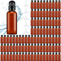 Eccliy 100 Pack 2 oz Travel Bottles Plastic Bottles with Lids Refillable Travel Size Cover Cap Plastic Liquid container for Toiletries Lotions Shampoo Creams Dispensing with 5 Funnels(Brown)