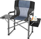 Oversized Camping Chairs,Heavy Duty Support 500 LBS,Directors Chair With Padded Back & Arm Sport Chairs With Cup Holder Cooler Bag, Collapsible Folding Chairs,Beach Chair for Outdoor, Fishing & Garden