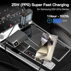 [2 Pack] Retractable Car Charger 4 in 1 Fast Car Phone Charger 69W, USB C Car Truck Accessories Adapter with 2X Retractable Charger Cords and 2X USB Ports for i Phone 17/16/15/14, for Samsung S25/S24