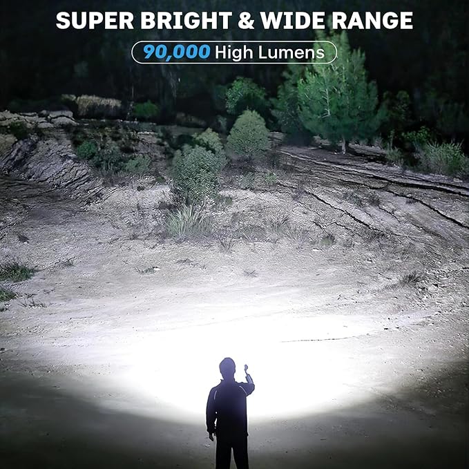 Flashlights Rechargeable LED High Lumens - 2 Pack 99,000LM Super Bright Flashlight, Adjustable Powerful Flash Light with 5 Modes, Waterproof Handheld Flashlight for Home, Camping