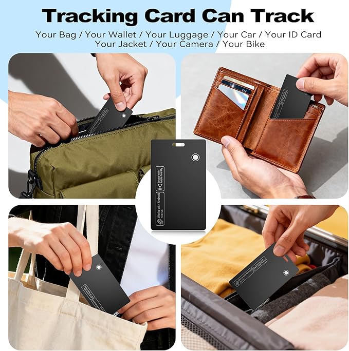 [2026 New] Wallet Tracker Card, Certifed by Apple Find My & Google's Find Hub, Android airtag, Item Locator, Credit Card Size Tracker, Card Holder Tracker, Keys, Bags (Black, 1 Pack)
