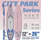 City Park 12'×35" Extra Wide Paddle Board with Seat, One-Stop Premium SUP Board Gears, Tailored 5 Fins, Stable Inflatable Stand Up Paddle Boards for Youth/Adults of All Levels