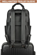 MASINTOR Leather Laptop Backpack for Women, Stylish Computer Backpack College Business Work Shoulder Bags Work and Travel Black