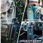 32oz Insulated Water Bottle with Straw Lid & Spout Lid & Paracord Handle, Stainless Steel Water Bottle Wide Mouth, Double Wall for Women Men Gym Fitness Outdoor