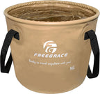 Premium Collapsible Bucket by Freegrace - Compact Portable Folding Water Container - Lightweight & Durable - Includes Handy Tool Mesh Pocket