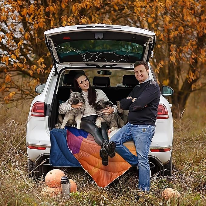 zzlamb Camping Blanket, Outdoor Lightweight Travel Blanket Puffy Portable Down Alternative, Windproof Warm Cloak with Snaps, Cozy Quilt Backpacking Picnic RV Plane Car Hammock Beach Climbing