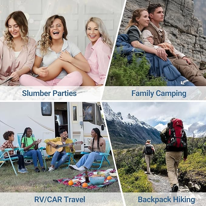 KingCamp Sleeping Bag for Adults, Cold Weather & Warm XL Big and Tall Flannel Sleeping Bags with Compression Sack Portable Waterproof Essentials Gear Accessories for Outdoor Camping