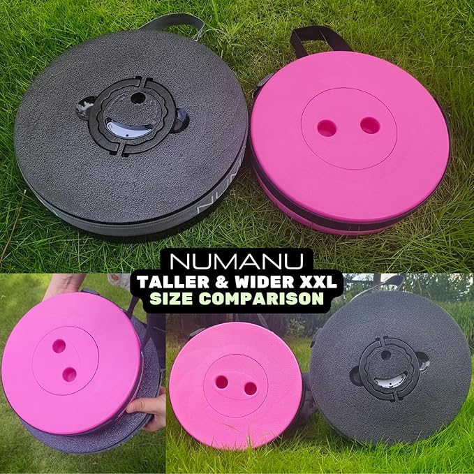 NUMANU 2026 Upgraded XXL Collapsible Stool with Cushion & Bag, 1000lbs Max Weight, 19.7" Heavy Duty Portable Retractable Telescoping Folding Seat Chair or Travel Footrest